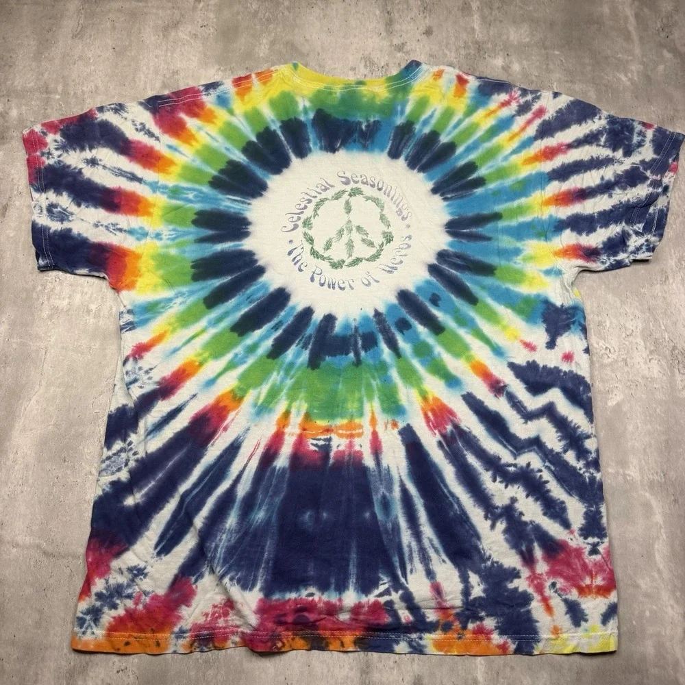 Vintage Celestial Seasonings The Power Of Herbs Tye Dye Shirt Adult Size XL